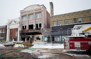 Commercial building damaged by fire