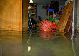 A flooded basement bedroom in Wakarusa
